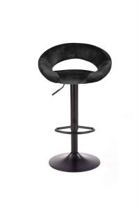 SCAUN DE BAR H102, NEGRU/NEGRU, TAPITERIE DIN CATIFEA SI PICIOARE DIN METAL, STIL MODERN - Img 5