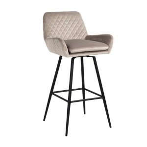 SCAUN DE BAR, LINSEY S4462, KAKI/NEGRU, CONFECTIONAT DIN 100% POLIESTER, SPUMA, METAL SI PLACAJ, RICHMOND INTERIORS