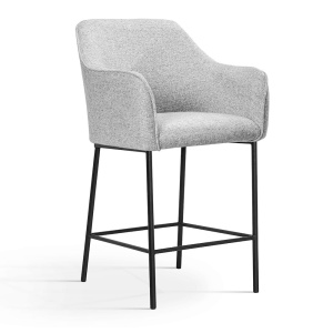 SCAUN DE BAR MALAGA M 60, CONFECTIONAT DIN METAL, SPUMA, ARCURI SI TEXTIL, GRI/NEGRU, STIL MODERN