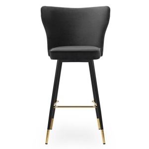 SCAUN DE BAR MODENA 60, NEGRU/AURIU/NEGRU, STIL MODERN, CONFECTIONAT DIN METAL SI CATIFEA