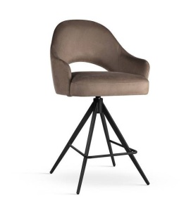 SCAUN DE BAR PIVOTANT GODA SUPREME TWIST, 60 CM, MARO/NEGRU, TAPITERIE DIN CATIFEA SI PICIOARE DIN METAL, STIL MODERN