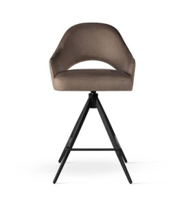 SCAUN DE BAR PIVOTANT GODA SUPREME TWIST, 70 CM, MARO/NEGRU, TAPITERIE DIN CATIFEA SI PICIOARE DIN METAL, STIL MODERN - Img 2