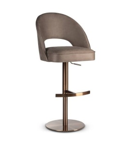 SCAUN DE BAR PIVOTANT PONTE SUPREME PUMP, BEJ INCHIS/AURIU INCHIS, TAPITERIE DIN CATIFEA SI PICIOR DIN METAL, STIL MODERN