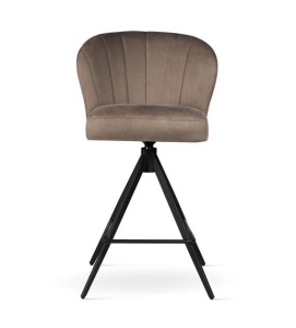 SCAUN DE BAR PIVOTANT SHELLY SUPREME TWIST, 70 CM, BEJ INCHIS/NEGRU, TAPITERIE DIN CATIFEA SI PICIOARE DIN METAL,STIL MODERN,ATR - Img 2