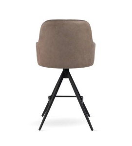SCAUN DE BAR PIVOTANT TULIP SUPREME TWIST, 70 CM, BEJ INCHIS/NEGRU, TAPITERIE DIN CATIFEA SI PICIOARE DIN METAL, STIL MODERN,ATR - Img 3