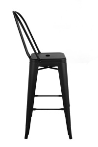 SCAUN DE BAR TOWER BIG BACK 76 PARIS, NEGRU, CONFECTIONAT DIN METAL LACUIT, STIL VINTAGE INDUSTRIAL - Img 2