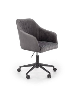 SCAUN DE BIROU FRESCO, GRI/NEGRU, TAPITERIE DIN CATIFEA SI PICIOARE DIN METAL, STIL MODERN - Img 1