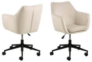 SCAUN DE BIROU NORA, BEJ/NEGRU, DIN CATIFEA SI METAL, STIL MODERN - Img 2