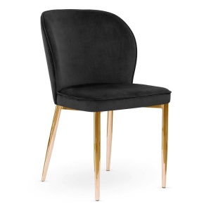 SCAUN DINING AINE, NEGRU/AURIU, TAPITERIE DIN CATIFEA SI PICIOARE DIN METAL, STIL MODERN