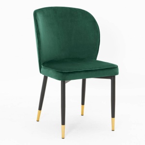 SCAUN DINING AINE, VERDE/NEGRU/AURIU, TAPITERIE DIN CATIFEA SI PICIOARE DIN METAL, STIL MODERN