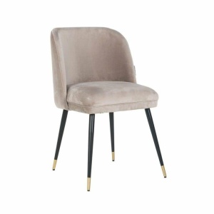 SCAUN DINING ALICIA, KHAKI/NEGRU/AURIU, TAPITERIE DIN CATIFEA SI PICIOARE DIN METAL, STIL MODERN