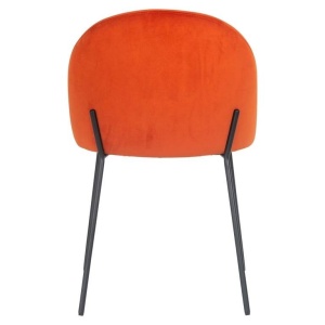 SCAUN DINING ALYSSA, ROSU SOFRAN/NEGRU, TAPITERIE DIN CATIFEA SI PICIOARE DIN METAL, STIL MODERN B2 - Img 2