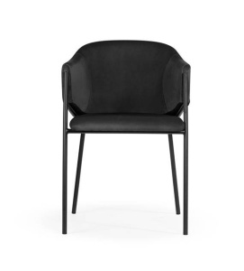 SCAUN DINING ANTALA, NEGRU/NEGRU, TAPITERIE DIN CATIFEA SI PICIOARE DIN METAL, STIL MODERN, ATR - Img 2