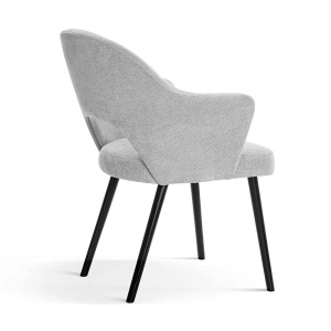 SCAUN DINING BJORG, GRI/NEGRU, TAPITERIE DIN STOFA SI PICIOARE DIN LEMN, STIL MODERN - Img 4