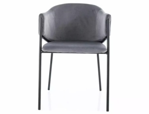 SCAUN DINING BONO, GRI BLUVEL 14/NEGRU MAT, TAPITERIE DIN CATIFEA SI PICIOARE DIN METAL, STIL MODERN - Img 3