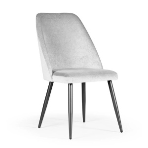 SCAUN DINING BOSFOR GRI/NEGRU, TAPITERIE DIN CATIFEA SI PICIOARE DIN METAL, STIL MODERN
