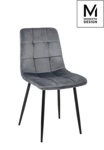SCAUN DINING CARLO, GRI INCHIS/NEGRU, DIN CATIFEA SI METAL, STIL MODERN