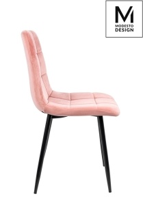 SCAUN DINING CARLO, ROZ PUDRA/NEGRU, CU TAPITERIE DIN CATIFEA, STIL MODERN - Img 2