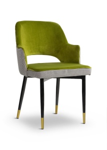 SCAUN DINING CESAR OLIV/AURIU/ALB/NEGRU CU TAPITERIE DIN CATIFEA STIL MODERN