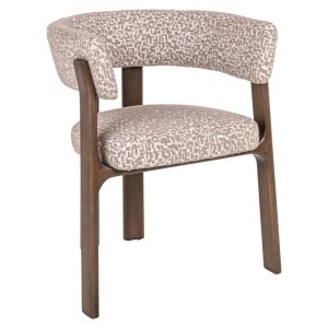 SCAUN DINING CONTIGO NATURAL GEO, 214062, CONFECTIONAT DIN POLIESTER, LEMN MASIV SI SPUMA, BEJ/MARO, STIL MODERN