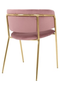 SCAUN DINING DELTA, ROZ/AURIU, CU TAPITERIE DIN CATIFEA SI METAL, STIL MODERN - Img 7