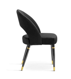 SCAUN DINING DIVA, NEGRU/AURIU/NEGRU, TAPITERIE DIN CATIFEA SI PICIOARE DIN METAL, STIL MODERN, ATR - Img 3