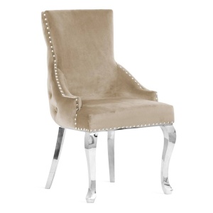 SCAUN DINING EDWARD GLAMOUR, BEJ/CROM, STIL CLASIC