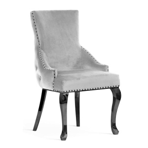SCAUN DINING EDWARD GLAMOUR, GRI/NEGRU, TAPITERIE DIN CATIFEA SI PICIOARE DIN METAL, STIL MODERN