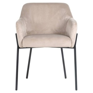 SCAUN DINING FAY, KHAKI/NEGRU, TAPITERIE DIN CATIFEA SI PICIOARE DIN METAL, STIL MODERN B2 - Img 5