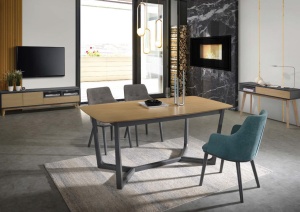 SCAUN DINING FLIP GRI/GRAFIT TAPITAT IN STOFA SI LEMN STIL MODERN - Img 2