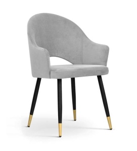 SCAUN DINING GODA, GRI/NEGRU/AURIU, TAPITERIE DIN CATIFEA SI PICIOARE DIN METAL,STIL MODERN
