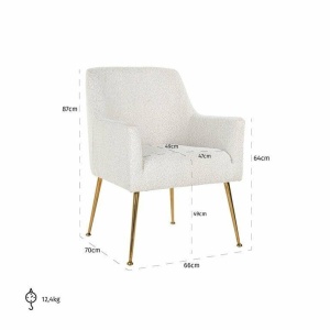SCAUN DINING HARPER, ALB/AURIU, TAPITERIE DIN TEXTIL PLUSAT SI PICIOARE DIN METAL, STIL MODERN B2 - Img 6