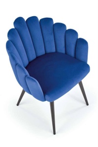 SCAUN DINING K410, ALBASTRU/NEGRU, CU TAPITERIE DIN CATIFEA SI PICIOARE DIN METAL, STIL MODERN - Img 6