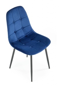 SCAUN DINING K417, ALBASTRU/NEGRU, CU TAPITERIE DIN CATIFEA SI PICIOARE DIN METAL, STIL MODERN - Img 2