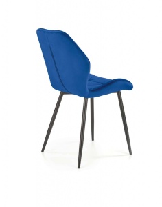 SCAUN DINING K453, ALBASTRU/NEGRU, CU TAPITERIE DIN CATIFEA SI PICIOARE DIN METAL, STIL MODERN - Img 2