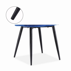 SCAUN DINING K487, ALBASTRU/NEGRU, CU TAPITERIE DIN CATIFEA SI PICIOARE DIN METAL, STIL MODERN - Img 6