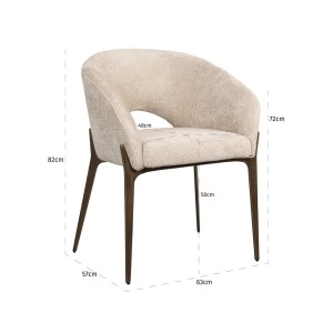 SCAUN DINING KENZI, REALIZAT DIN METAL SI TEXTIL, CULOARE CREM, DESIGN DEOSEBIT, RICHMOND INTERIORS - Img 10