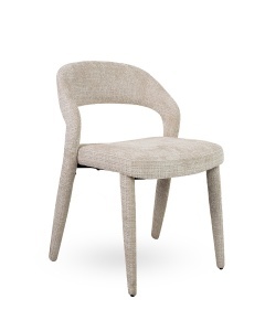 SCAUN DINING KOS BEJ, CONFECTIONAT DINTEXTIL CHENILLE SI METAL, STIL MODERN