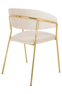 SCAUN DINING LAYLA, BEJ/AURIU, STIL MODERN, CATIFEA SI METAL - Img 3
