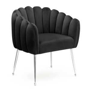 SCAUN DINING LILI, NEGRU/CROM, STIL MODERN, CONFECTIONAT DIN METAL SI CATIFEA