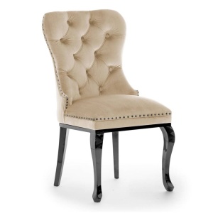 SCAUN DINING MADAME GLAMOUR, BEJ/NEGRU, STIL CLASIC