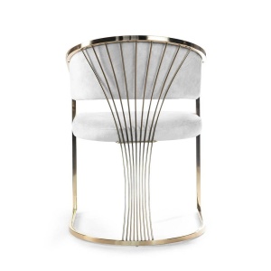 SCAUN DINING MARCILLE 3, GRI/AURIU, TAPITERIE DIN CATIFEA SI PICIOARE DIN METAL, STIL MODERN - Img 3