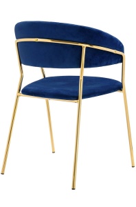 SCAUN DINING MARGO, ALBASTRU INCHIS/AURIU, DIN CATIFEA SI METAL, STIL MODERN - Img 4
