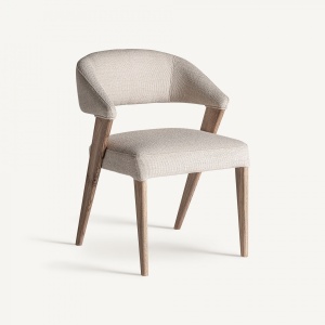 SCAUN DINING MOENA, MARO DESCHIS, REF. 35851, PRELUCRAT MANUAL, CONFECTIONAT DIN LEMN DE STEJAR SI TEXTIL, STIL MODERN