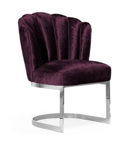 SCAUN DINING MONALIZA, BORDO/CROM, STIL MODERN, CONFECTIONAT DIN METAL SI TEXTIL