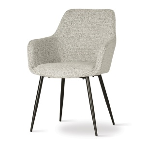 SCAUN DINING NANO, GRI/NEGRU, CONFECTIONAT DIN TAPITERIE DIN TEXTIL, SPUMA SI PICIOARE DIN METAL, STIL MODERN