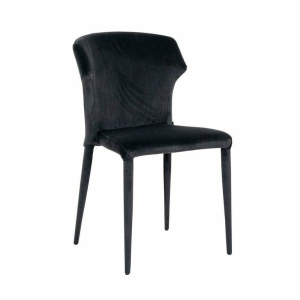 SCAUN DINING PIPER, NEGRU, TAPITERIE DIN CATIFEA SI PICIOARE DIN METAL TAPITATE, STIL MODERN B2