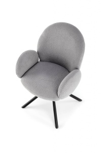 SCAUN DINING PIVOTANT K498, GRI/NEGRU, TAPITERIE BOUCLE SI PICIOARE DIN METAL, STIL MODERN - Img 5