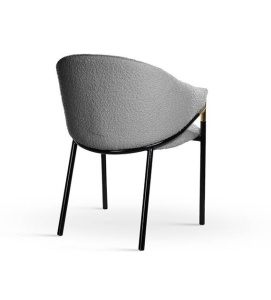 SCAUN DINING PLUSAT FANCY BUKLA, GRI/NEGRU/AURIU, TAPITERIE DIN TEXTIL PLUSAT SI PICIOARE DIN METAL, STIL MODERN, ATR - Img 2