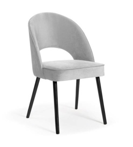 SCAUN DINING PONTE PLUS, GRI/NEGRU, TAPITERIE DIN CATIFEA SI PICIOARE DIN METAL,STIL MODERN